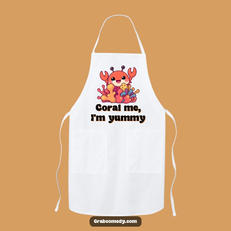 Funny Crab Peeking Coral Apron - Kitchen Fun & Hilarious Cook Gift