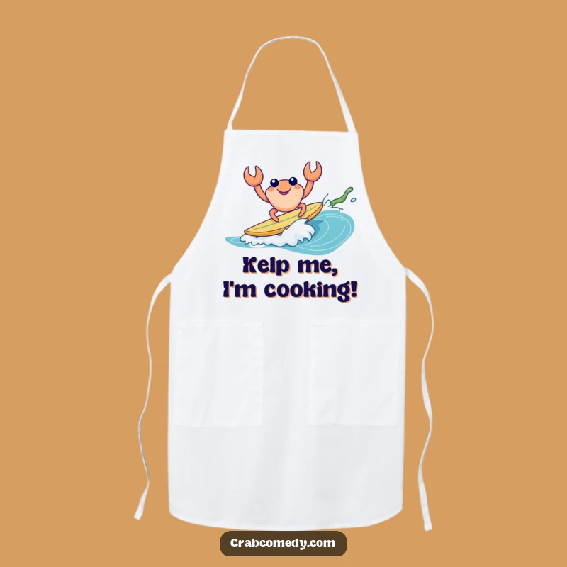 Funny Crab Surfing Kelp Apron - Kitchen Fun & Hilarious Cook Gift