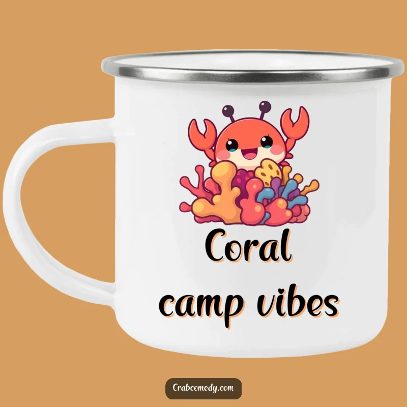 Funny Crab Peeking Coral Camping Mug - Outdoor Fun & Hilarious Gift