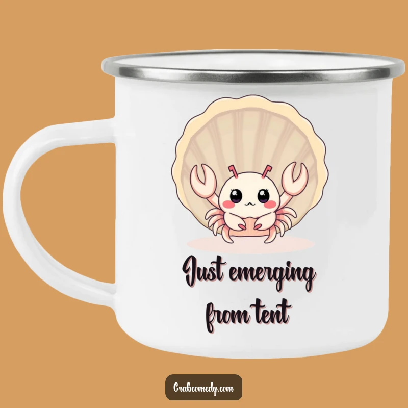Funny Baby Crab Seashell Camping Mug: Surprised Crustacean, Perfect Humorous Gift!
