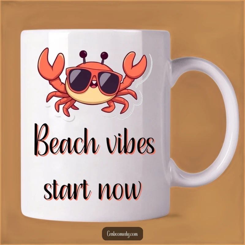 Funny Crab Sunglasses Mug: Cute Waving Crustacean, Perfect Humorous Gift!