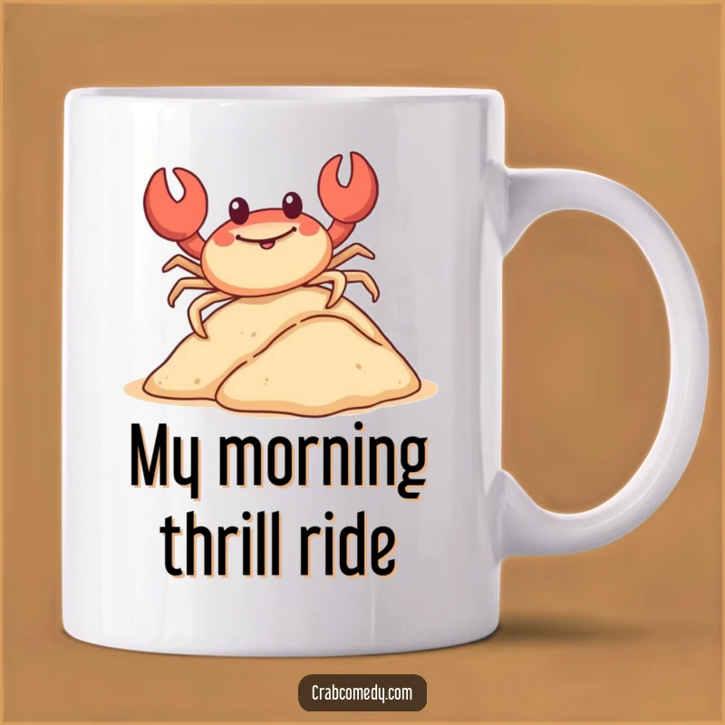 Funny Sliding Crab Mug: Happy Crustacean Dune Ride, Perfect Humorous Gift!