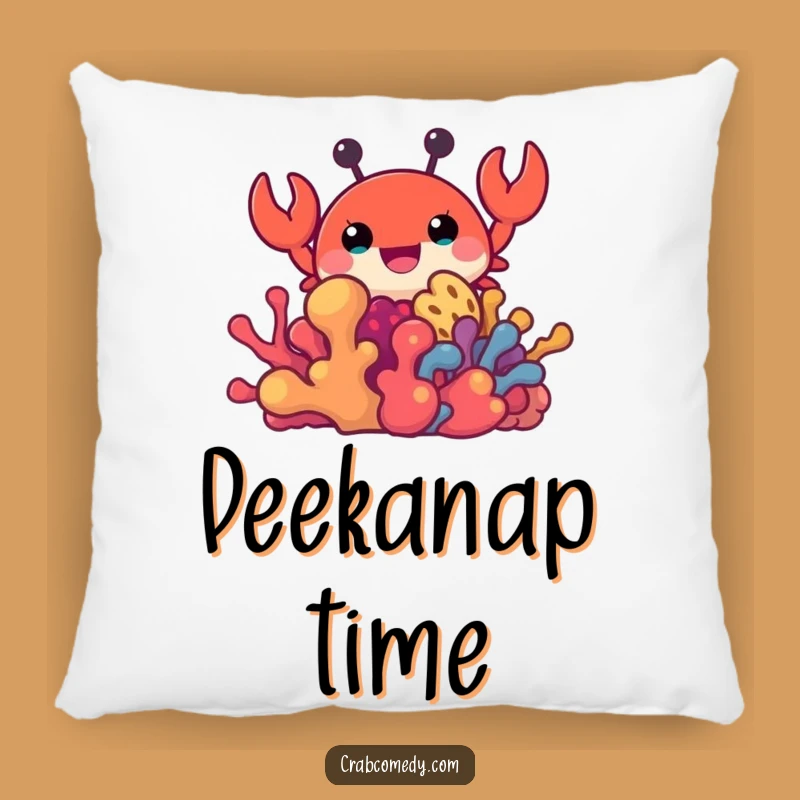 Funny Crab Peeking Coral Pillow - Cozy Comfort & Hilarious Decor Gift