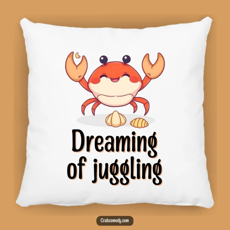 Funny Juggling Crab Pillow: Cozy Talented Crustacean, Perfect Humorous Gift!