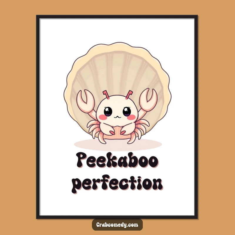 Funny Baby Crab Seashell Digital Print: Surprised Crustacean Art, Perfect Humorous Gift!