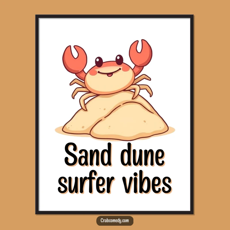 Funny Sliding Crab Digital Print: Joyful Crustacean Art, Perfect Humorous Gift!