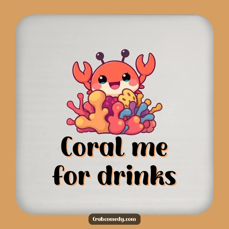 Funny Crab Peeking Coral Coaster - Protect Surfaces with Hilarious Charm Gift
