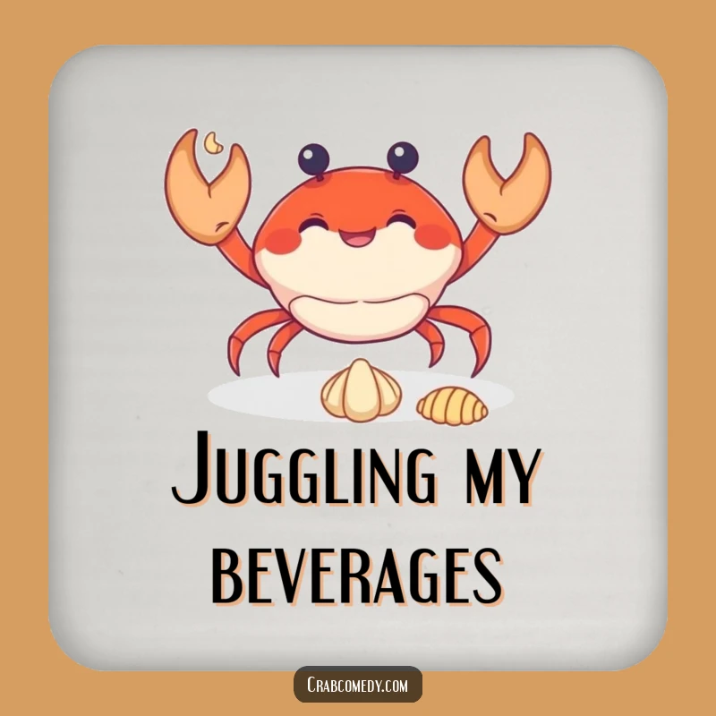 Funny Juggling Crab Coaster: Handy Crustacean Protection, Perfect Humorous Gift!