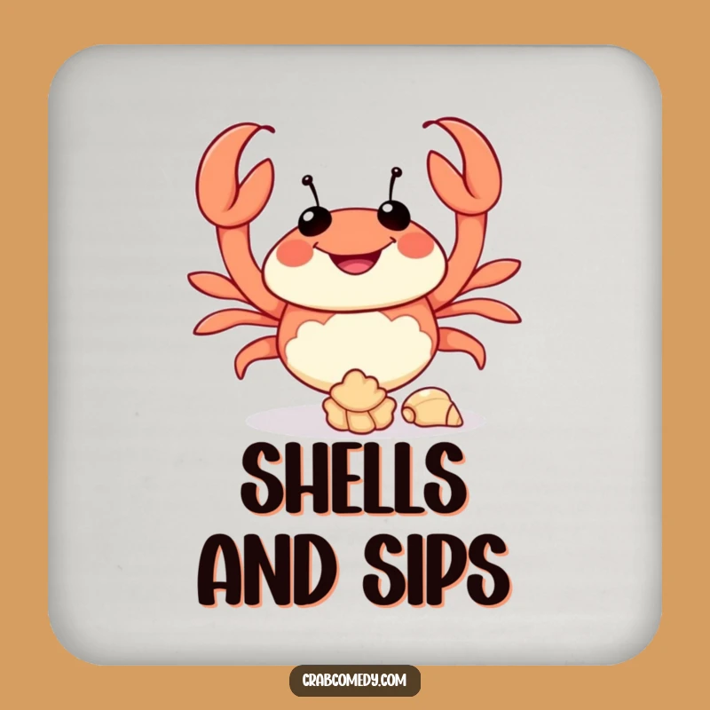 Funny Crab Juggling Seashells Coaster - Protect Surfaces with Hilarious Charm Gift
