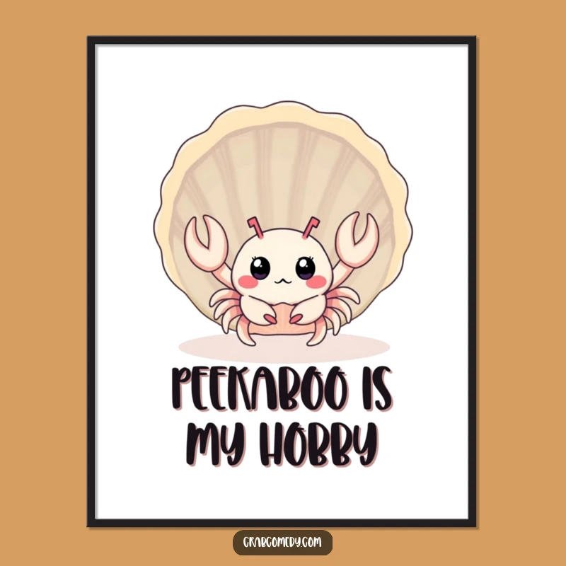 Funny Baby Crab Seashell Poster: Surprised Crustacean Art, Perfect Humorous Gift!