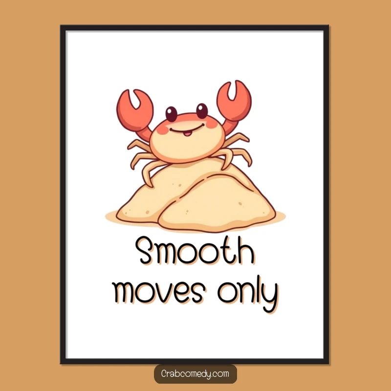 Funny Sliding Crab Poster: Joyful Crustacean Art, Perfect Humorous Gift!