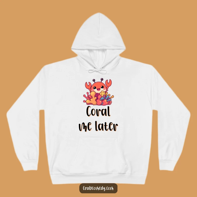 Funny Crab Peeking Coral Hoodie - Cozy & Cute Ocean Wear Gift