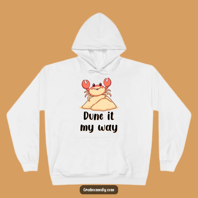 Funny Sliding Crab Hoodie: Cozy Crustacean Dune Ride, Perfect Humorous Gift!