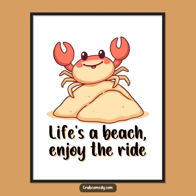 Funny Free Printable Wall Art: Happy Crab's Slide, Energetic Downloadable Art!