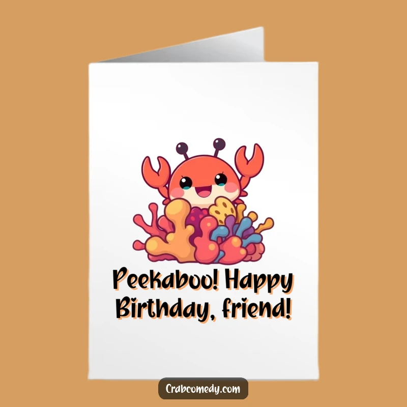 Free Printable Birthday Card: Peeking Crab Surprise for a Hilarious Downloadable Gift