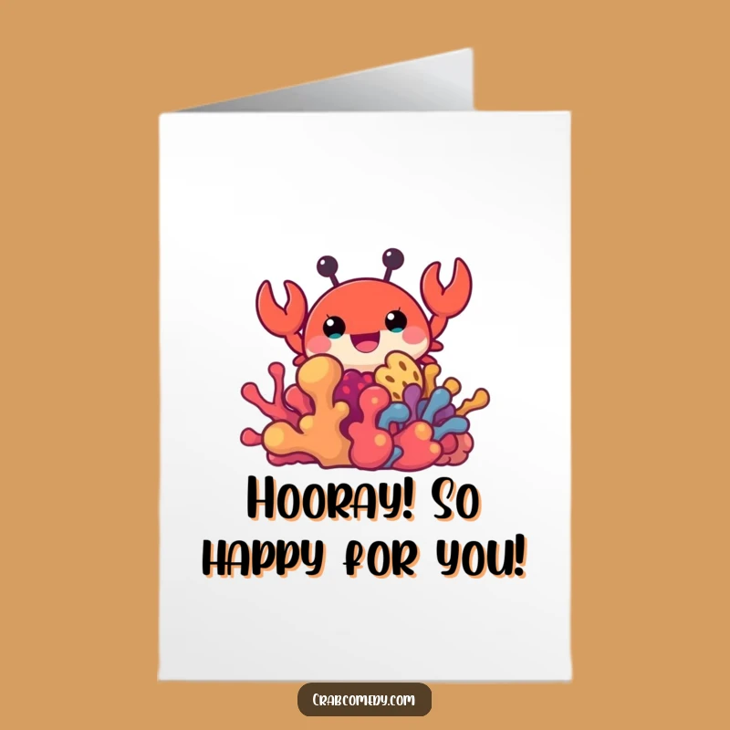 Free Printable Congrats Card: Peeking Crab Cheers Your Success with a Funny Downloadable Gift
