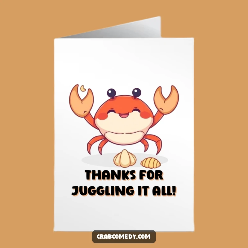 Free Printable Thank You Card: Juggling Crab Thanks, Sweet Downloadable Gift!