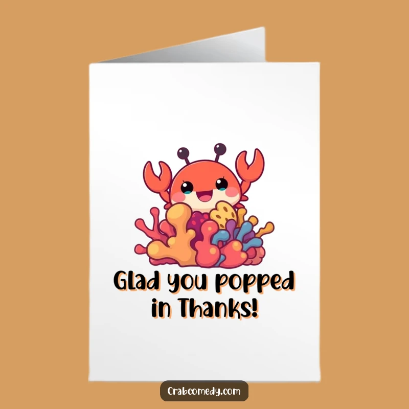 Free Printable Thank You Card: Peeking Crab Shares Gratitude in a Funny Downloadable Gift