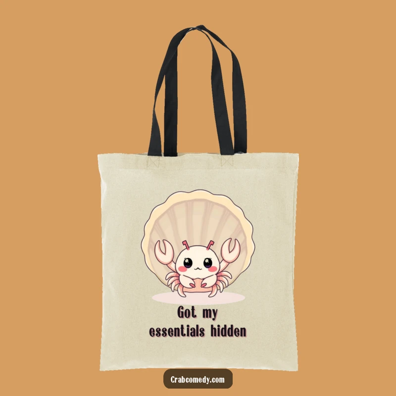 Funny Baby Crab Seashell Tote Bag: Cute Surprised Crustacean, Perfect Humorous Gift!