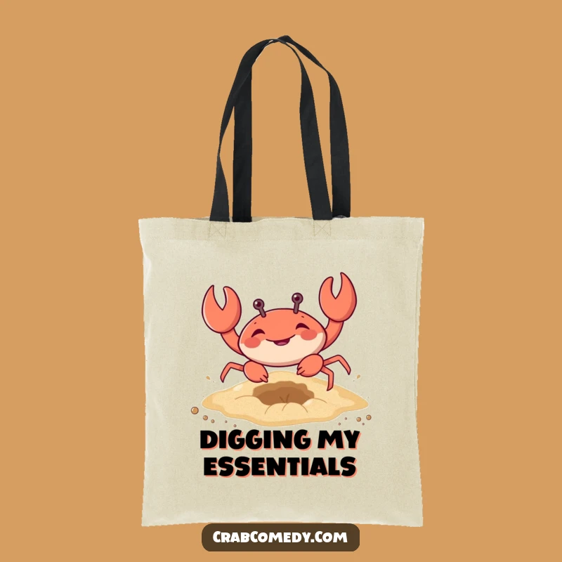 Funny Crab Digging Sand Tote Bag - Beach Ready & Hilarious Gift