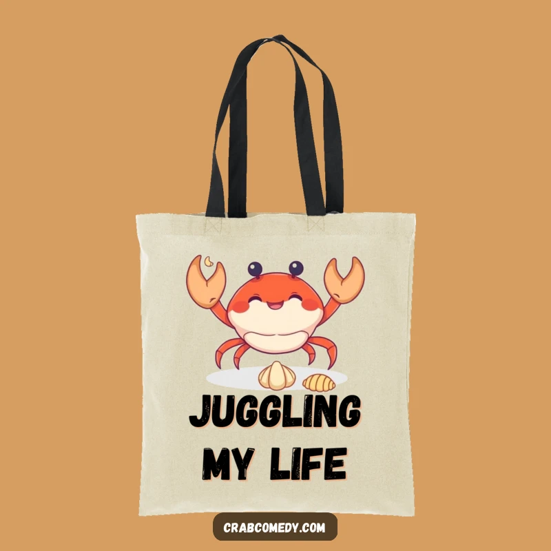 Funny Juggling Crab Tote Bag: Handy Crustacean Accessory, Perfect Humorous Gift!