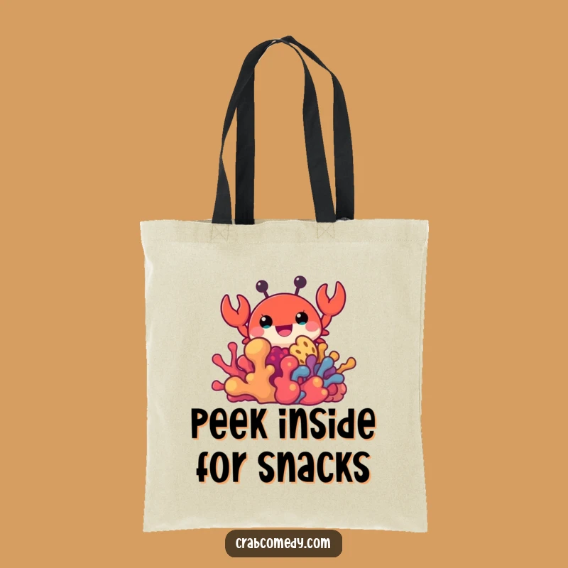 Funny Crab Peeking Coral Tote Bag - Beach Ready & Hilarious Gift